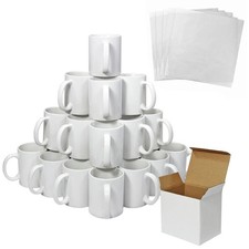 PixMax 36 11oz White Mugs With Boxes & 5 Sublimation Sheets