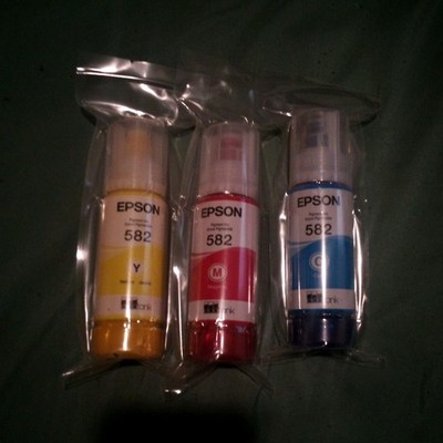 Epson 582 Inkjet Refill Bottles Set Yellow Magenta Cyan For Epson Printers