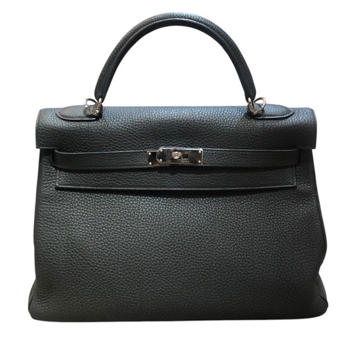 HERMES Kelly 32 Black Handbag T Stamp #OKB352