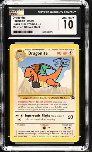1999 POKEMON MEWTWO STRIKES BACK BLACK STAR PROMOS DRAGONITE #5 PROMO CGC 10 GEM