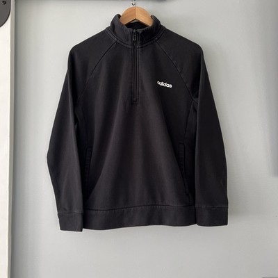 Adidas Women s L 1/4 Zip Black Pullover Sweatshirt Activewear Gym Logo Spellout