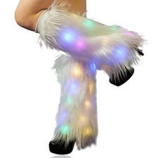 Bmirth White Leg Warmers Neon Light Up 70s 80s Medium,