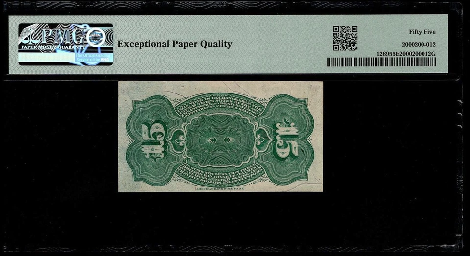 US 15c Fractional Currency 4th Issue Fr. 1269 Blue Right End 40mm Seal PMG 55EPQ - Image 3 of 3