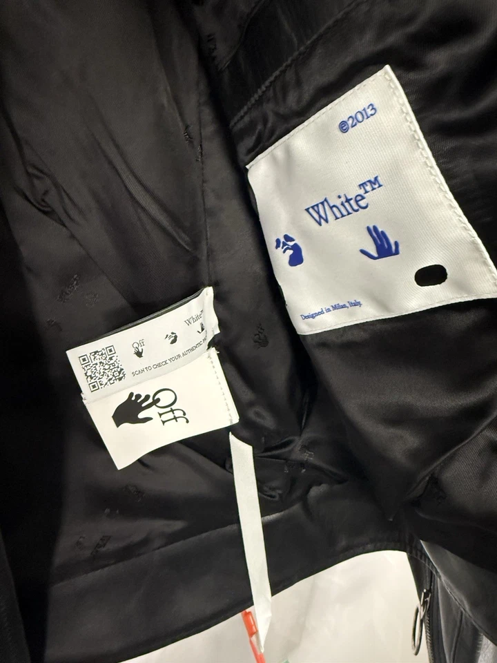 OFF-WHITE Marker Leather Biker Jacket SIZE MEDIUM (12) BRAND NEW GENUINE #R - Image 4 of 4