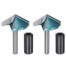 2set V-Groove Router Bit 1.3" Dia 6mm Shank 120 Degree with Conversion, Cyan