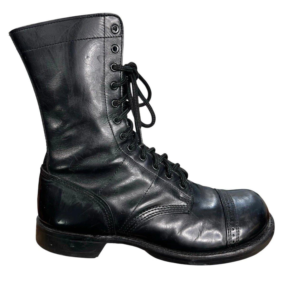 Corcoran Combat Boots Mens 10.5 EE Black Good Leather Canvas Jump Boots USA Made 1960 main image 2