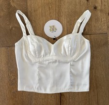 NEW Princess Polly White Satin Corset Top Size 4 Adjustable Straps Boned NWT