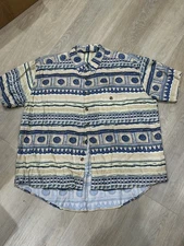 Expressions Vintage Men's XL Abstract 100% Rayon Short Sleeve Shirt Button Up 