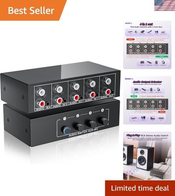 Compact 4x1 RCA and 3.5mm Aux Stereo Audio Switch Box for Seamless Connectivity