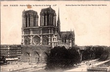 Vintage Paris Postcard Notre-Dame Cathedral Parvis et la Seine LIP No. 324