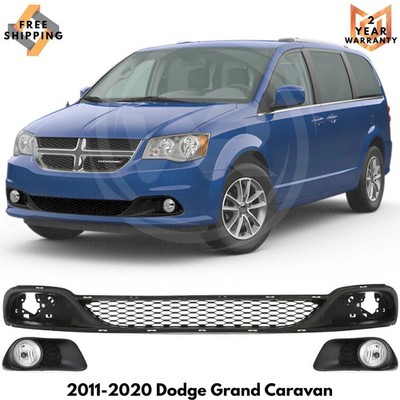 Front Lower Grille & Fog Light Pair For 2011-2020 Dodge Grand Caravan