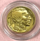 1937 FULL DATE 24K Gold Plated US Indian Head Buffalo Nickel With COA