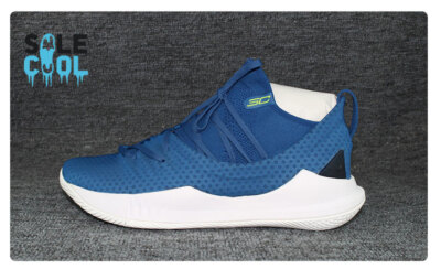 Under Armour Men Curry 5 Basketball Shoes Sneaker Blue White