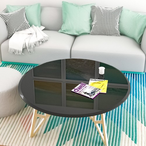 38.6" Round Tempered Glass Table Top, 1/2" Thick, Beveled Polished Edge, Black - Picture 6 of 12