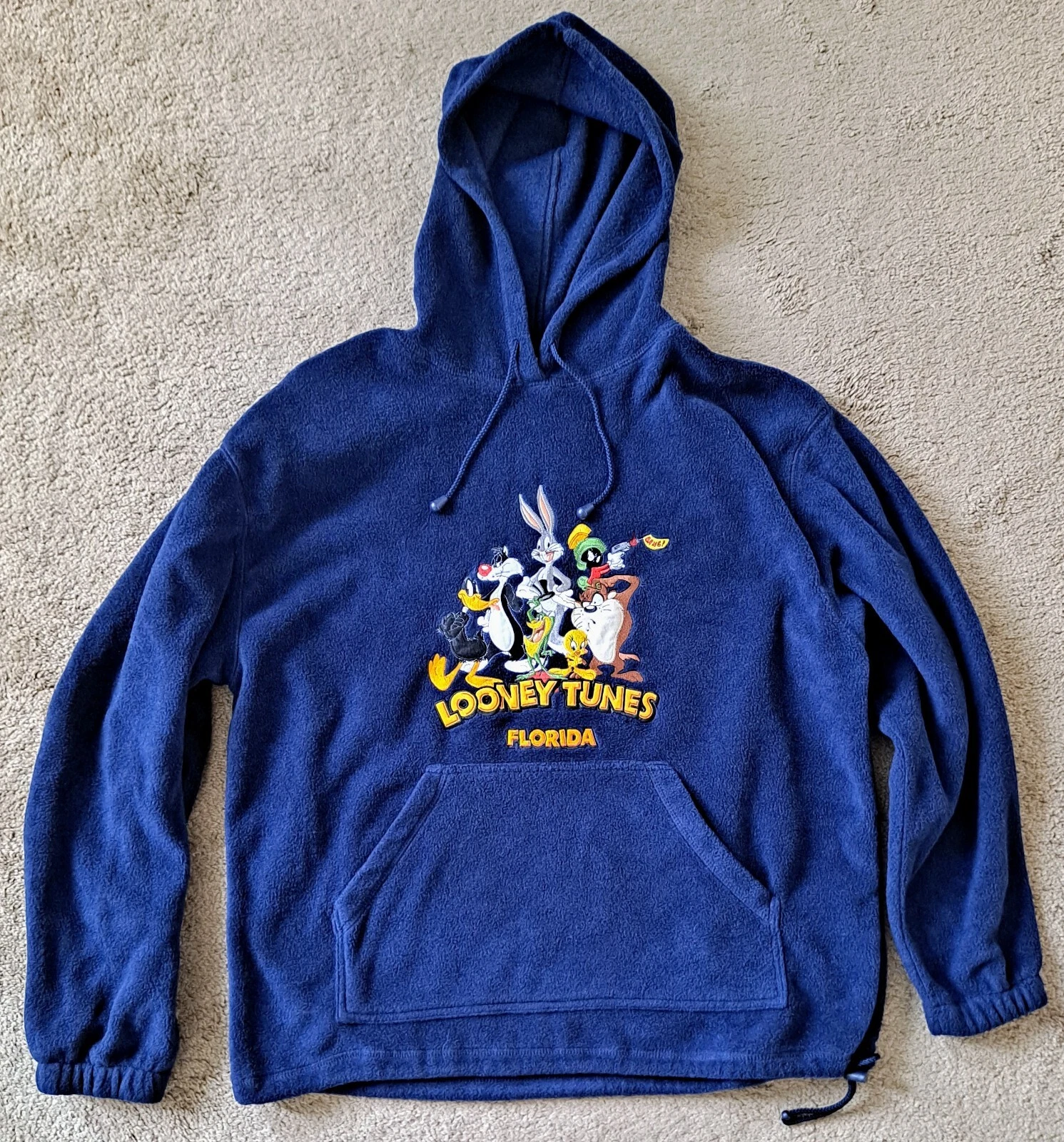 Vintage Looney Tunes Warner Bros Bugs Taz Tweety Fleece Hoodie Adult XL Florida