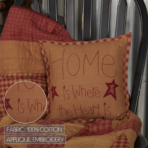 Primitive 12"x12" Home Pillow Red Thanksgiving Star Bedroom Decor VHC Brands - Picture 3 of 7