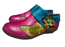Socofy 36 Pink Blue Green Floral Clogs Side Zip Shoes Retro Cosplay 5 Flower