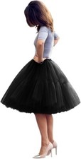 Fatapaese Women Knee Tutu Tulle Petticoat Slip Skirt Crinoline Rockabilly