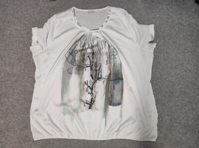 Gina Laura T-Shirt gr. L/XL  Creme Paillette Freizeit Modern Kurzarm Shirt Basic
