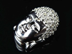 Authentic 0.9ct Round Cut Moissanite Buddha Head Pendant 14k White Gold Plated NO CHAIN