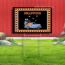 Halloween Yard Signs with Stakes Pumpkin Decor Ghost Witch Candy Outdoor Decorat