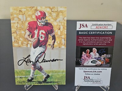 LEN DAWSON Signed HOF 1990 Goal Line Art Card GLAC - #/5,000 - JSA COA