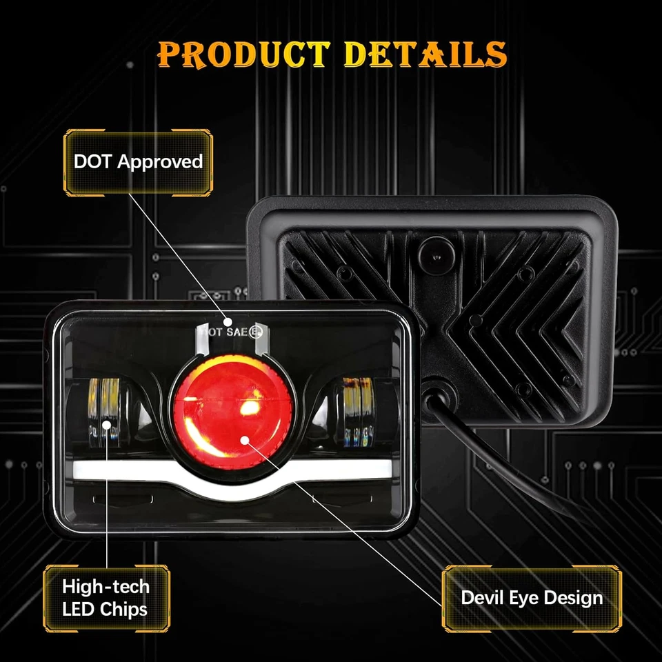 4 peças 4x6" faróis de LED DRL feixe Hi/Lo para Chevy K5 Blazer K10 Suburban K20/30 - Imagem 2 de 4