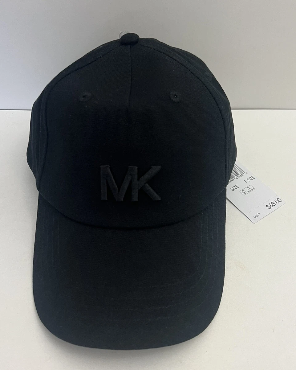 NEW NWT MICHAEL KORS MK Monogram Embroidered Logo Black Baseball  