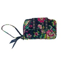 Vera Bradley Cell Phone Wristlet Wallet Zip Around Floral Blue Paisley