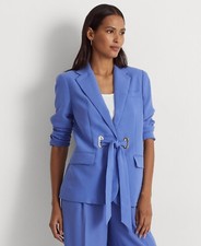 Lauren Ralph Lauren Women's Blazer Blue Size 10 B4HP Missing Belt