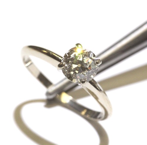Anillo de compromiso solitario de diamantes redondos GIA 14k oro blanco 1,08ct VS1 J 2,1 g 7 - Imagen 6 de 11