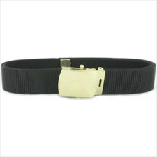 GENUINE U.S. BELT AND BUCKLE: BLACK NYLON WITH BRASS BUCKLE AND TIP - MALE