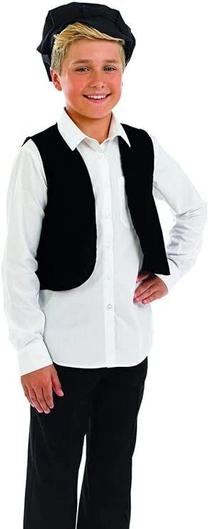 KIT FANTASIA INFANTIL MENINO POBRE HISTÓRICO P - XL colete e chapéu temporizador antigo Halloween - Imagem 2 de 4