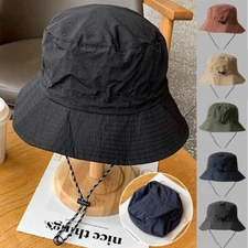 Men Women Bucket Sun Hat Waterproof Wide Brim Foldable Boonie Fishing Cap ღ