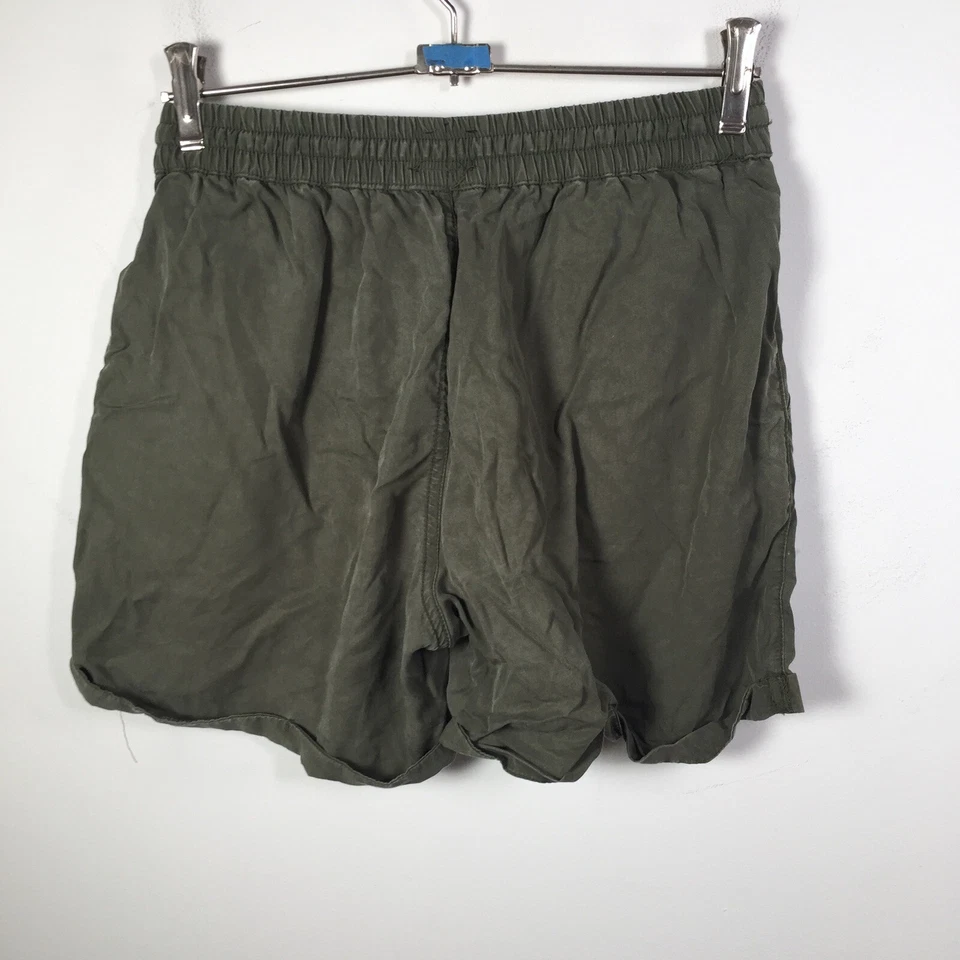 Henley womens tencel khaki drawstring high waisted shorts size XS W26-30 inch - Image 3 of 4