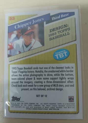2023 Topps Throwback Thursday - CHIPPER JONES #33 - Atlanta Braves - Picture 2 of 2