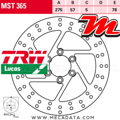 Rear Brake Disc TRW MST 365 Suzuki VS 1400 Intruder (VX51L/LD) 1997