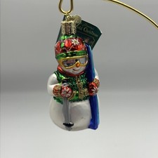 Old World Christmas Ornament The Glass Skier Snowman  NWT 