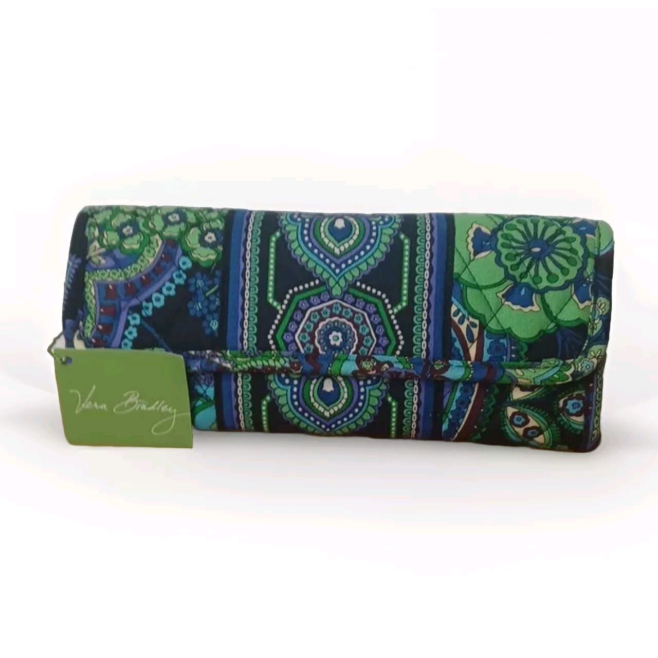 VERA BRADLEY Sleek Trifold Wallet With  Strap - Blue Rhapsody - NEW With Tags