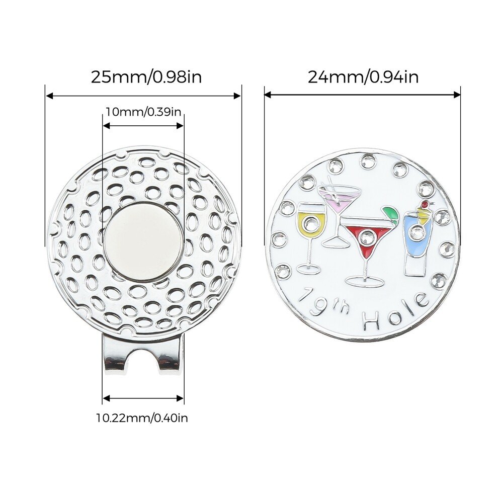 1x Golf Ball Marker with Hat Clip 24mm/0.94in For Ball Marker Golf Gifts Replace