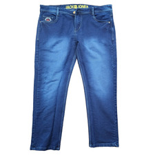 JACK & JONES Mens Straight Jeans W40 L28 Blue Cotton Distressed Whiskered