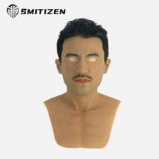 SMITIZEN Realistic Silicone Human Skin Mask With Hair Beard Masquerade Cosplay