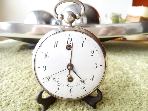 WORKING ALARM SILVER POCKET WATCH RELOJ BOLSILLO ALARMA FUNCIONA REVEIL ALARME