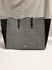 Ivanka Trump Large Faux Leather Black and White Tote Bag with Dust Bag