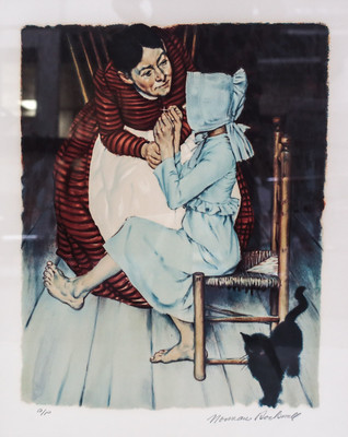 Norman Rockwell (American 20th C) Lithograph Huck Threading