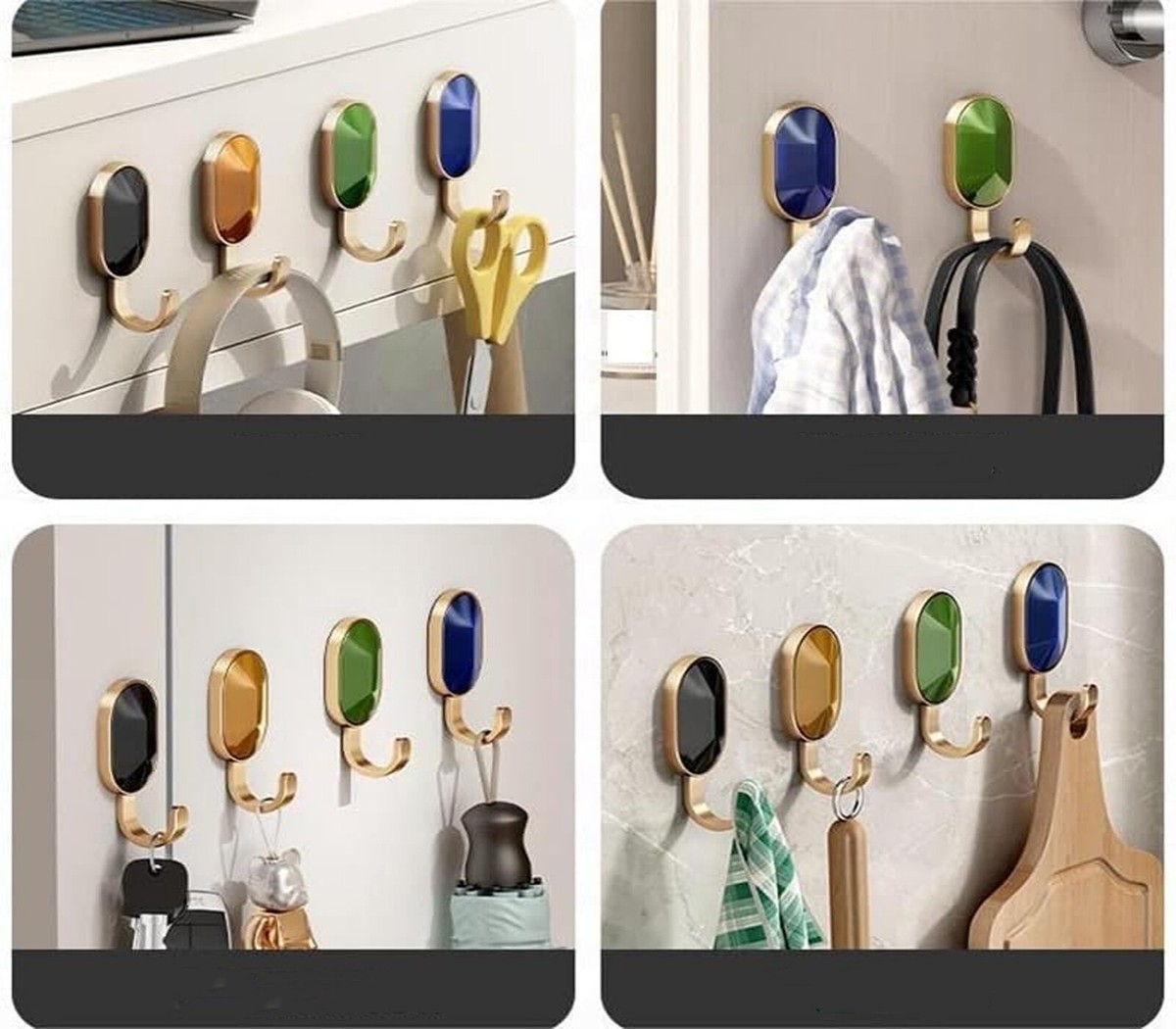 4 pezzi, ganci a ventosa, adatti per doccia, bagno, cucina, porta in