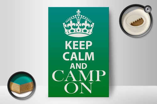 Holzschild Spruch 12x18 cm Keep Calm and camp on Camping Deko Schild wooden sign - Bild 2 von 5