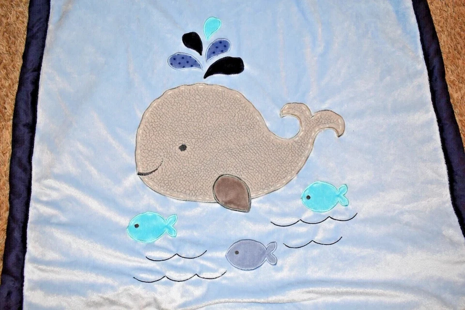 G9 LN KOALA BABY Azul Gris Ballena Pez Felpa Terciopelo Sherpa Bebé Cuna Manta Foto 2 de 4