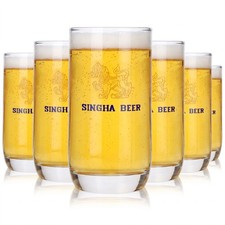 6x Singha Bier Glas 0,3l Biergl&auml;ser Singha Beer Bierglas Willibecher (6er Set)