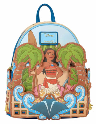Loungefly Disney Moana Mini Faux Leather Backpack, Embroidered/Applique, Zip